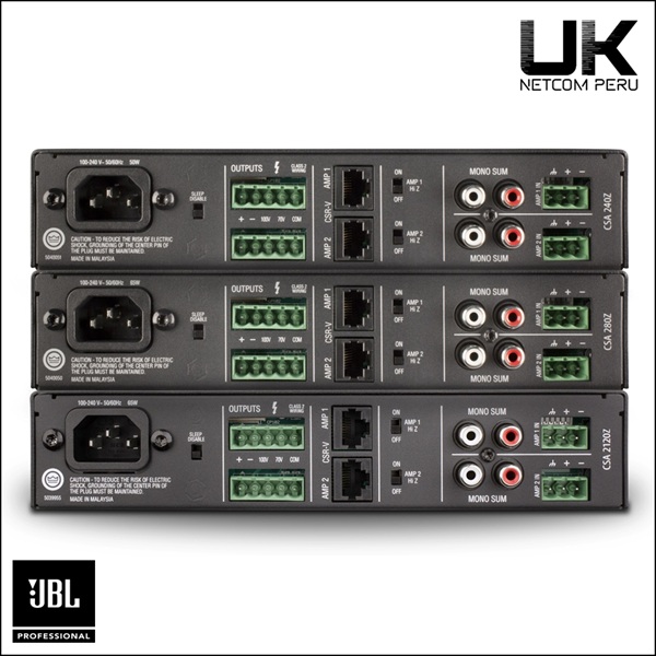 JBL CSA 240Z/280Z/2120Z - Amplificador de 2 canales 40/80/120W @ 70/100V - Imagen 2